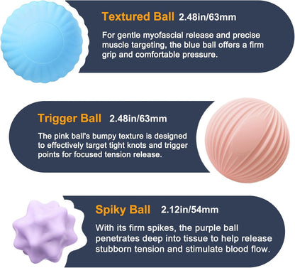 Silicone 3-Piece Massage Ball Set for Trigger Point Therapy