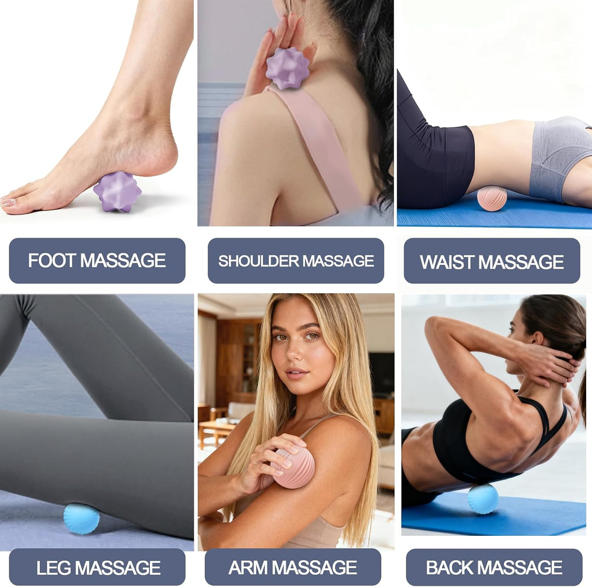 Silicone 3-Piece Massage Ball Set for Trigger Point Therapy