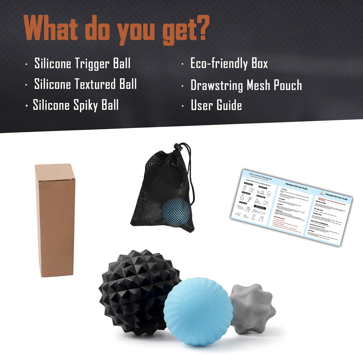 Silicone 3-Piece Massage Ball Set for Trigger Point Therapy