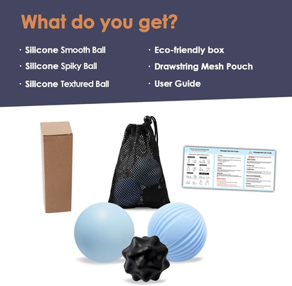 Silicone 3-Piece Massage Ball Set for Trigger Point Therapy