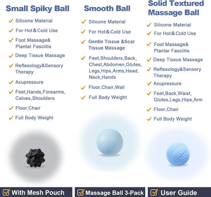 Silicone 3-Piece Massage Ball Set for Trigger Point Therapy