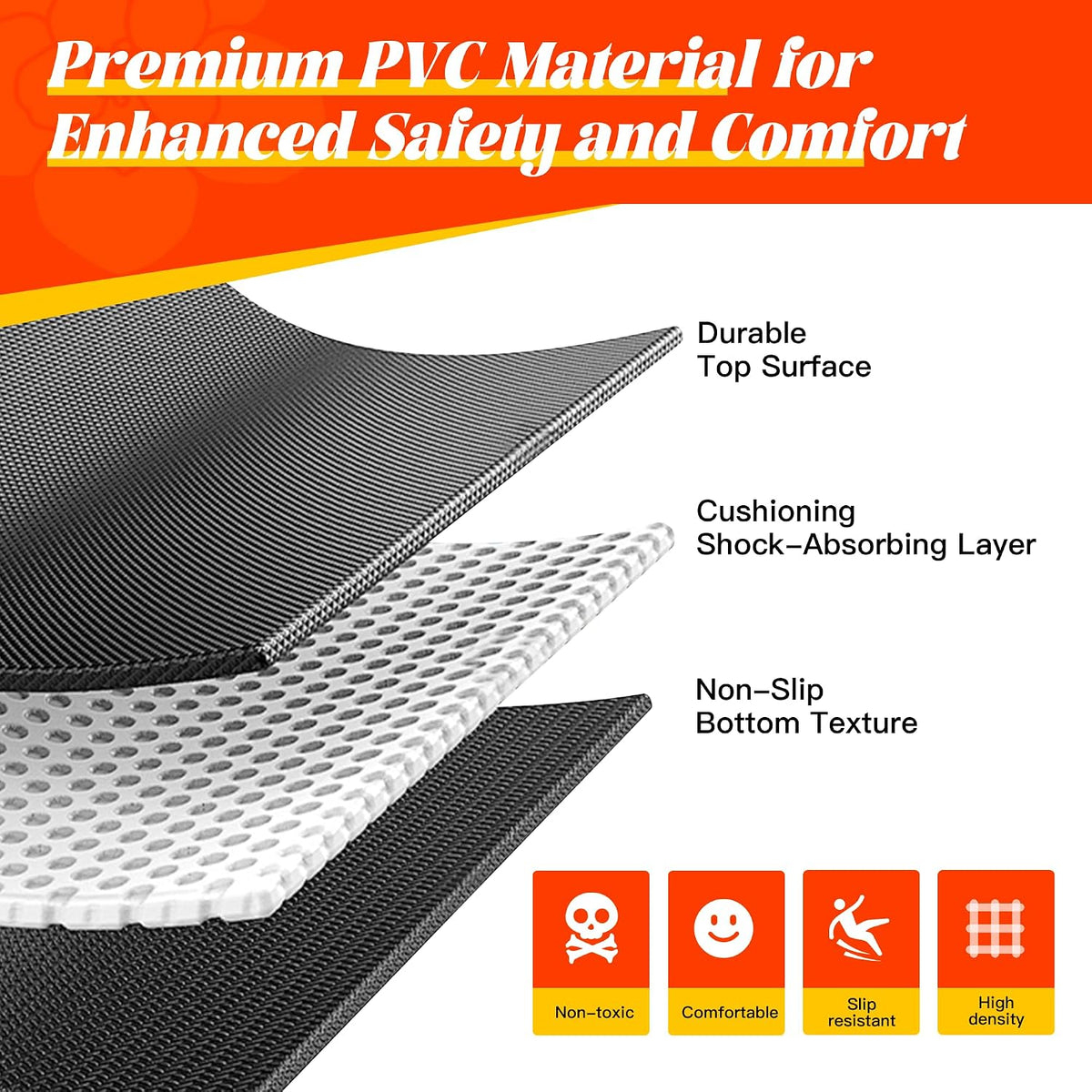 VTORY Extra Thick Large Exercise Mat, 8mm PVC Large Workout Mat 7x5/6x4