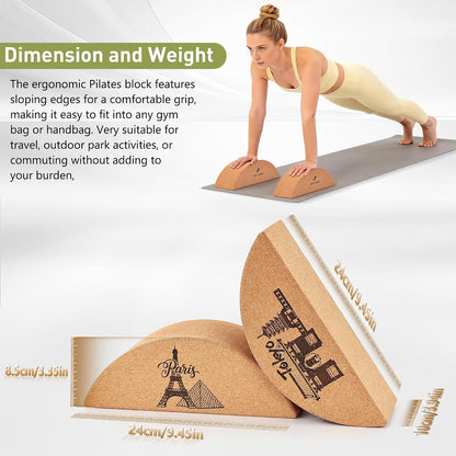 Cork Yoga Blocks, Half Moon Cork Foot & Calf Stretcher for Plantar Fasciitis Relief, Ankle & Foot Mobility Trainer, Pilates Yoga Balance Block for Stability, Stretching & Recovery