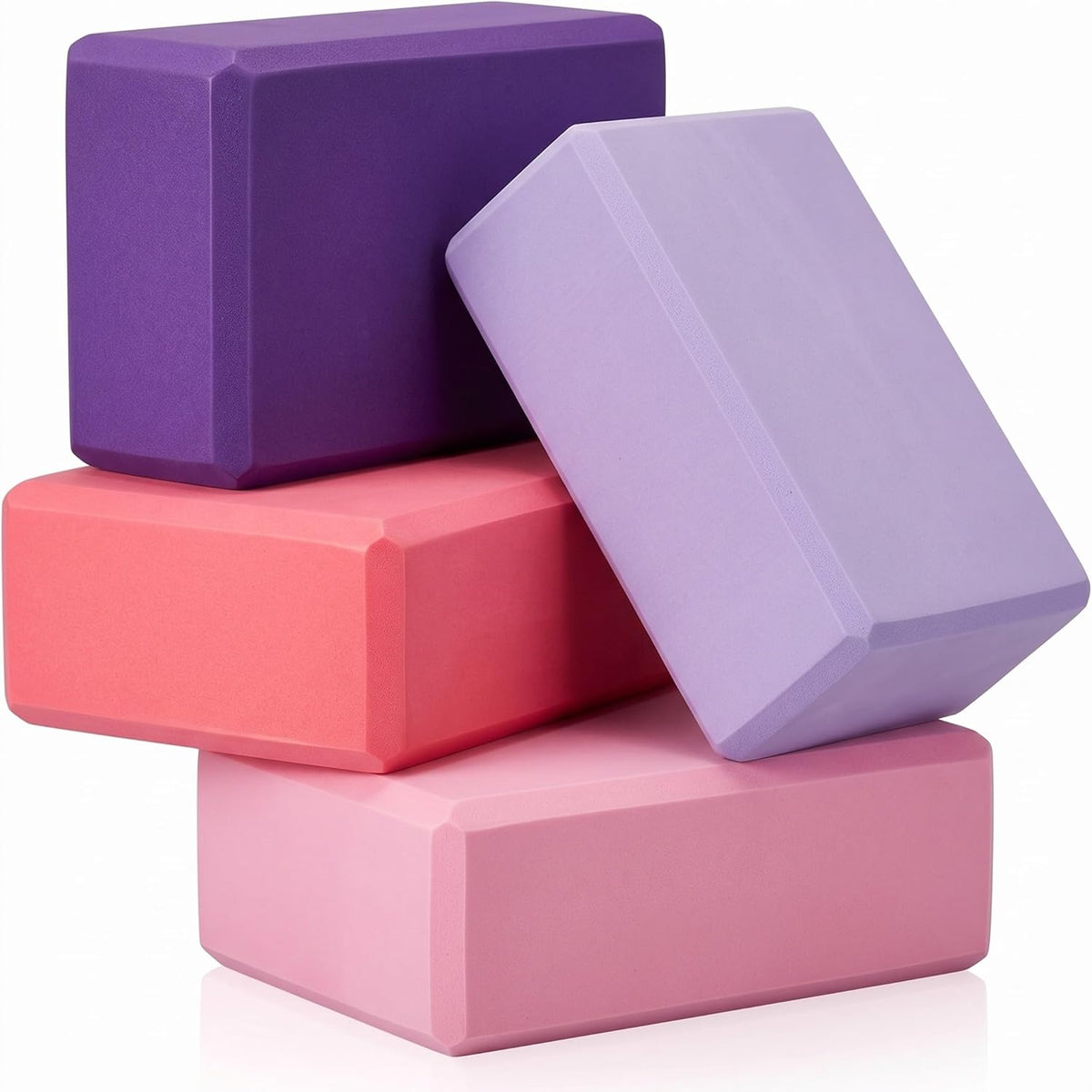 4 Pcs Foam EVA Yoga Blocks Different Color Soft Non Slip Supportive Yoga Bricks Lightweight Gymnastic Blocks Stretching Accessories for Women Pilates Meditation