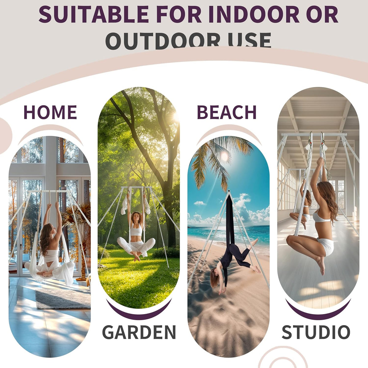 Aerial Silk Fabric Yoga Swing Kit For Fitness Yoga Inversions Flexibility Core Strength Dance White Nylon Fabric 6.6/13.1 Yards