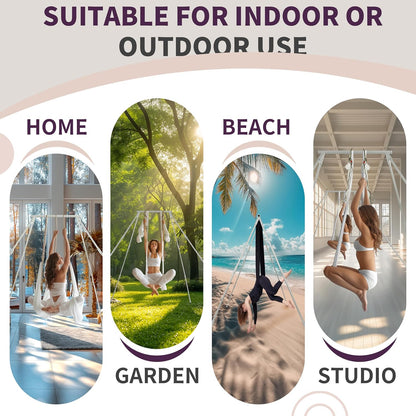Aerial Silk Fabric Yoga Swing Kit For Fitness Yoga Inversions Flexibility Core Strength Dance White Nylon Fabric 6.6/13.1 Yards