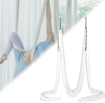 Aerial Silk Fabric Yoga Swing Kit For Fitness Yoga Inversions Flexibility Core Strength Dance White Nylon Fabric 6.6/13.1 Yards