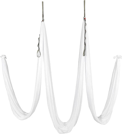 Aerial Silk Fabric Yoga Swing Kit For Fitness Yoga Inversions Flexibility Core Strength Dance White Nylon Fabric 6.6/13.1 Yards