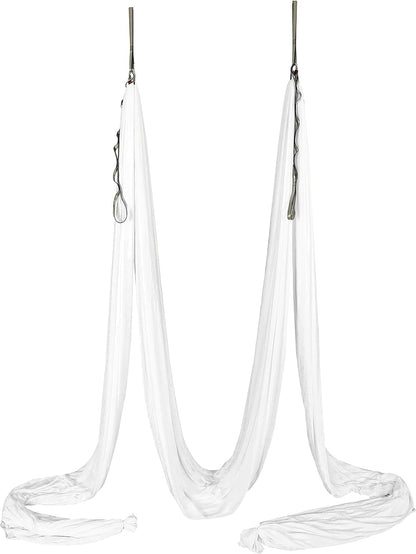 Aerial Silk Fabric Yoga Swing Kit For Fitness Yoga Inversions Flexibility Core Strength Dance White Nylon Fabric 6.6/13.1 Yards