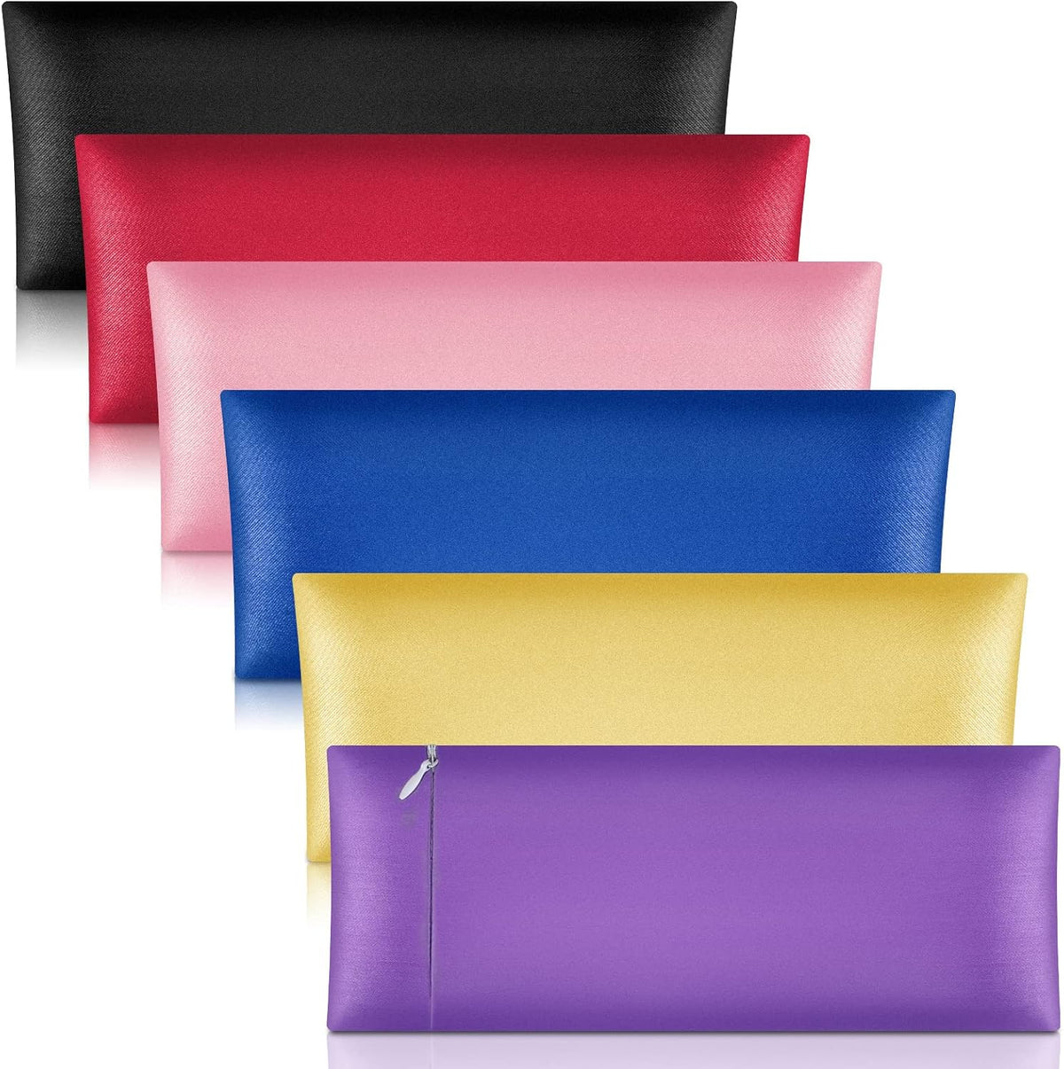 6 Pieces Satin Eye Pillow Case Washable Yoga Eye Pillow Cover Light Weight Removable Cover Yoga Massage Meditation Accessories, 9.8 x 4 Inches, Pillow Not Included