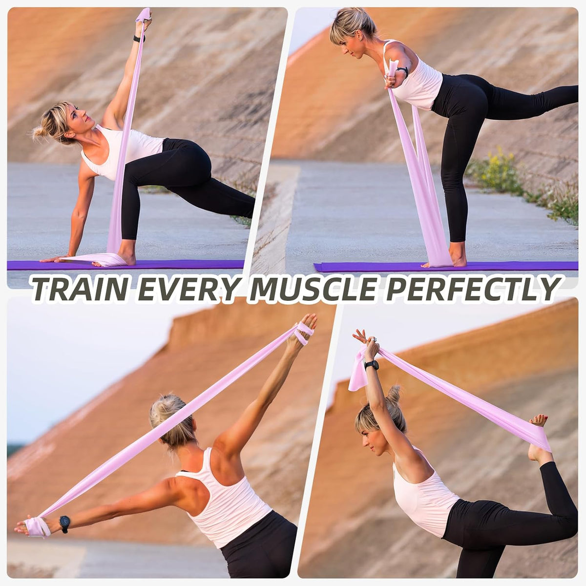 Stretch Bands for Exercise, Resistance Bands for Working Out, Exercise Bands for Physical Therapy, Pilates, Rehab, Stretch, Strength Training and Yoga Starter Set