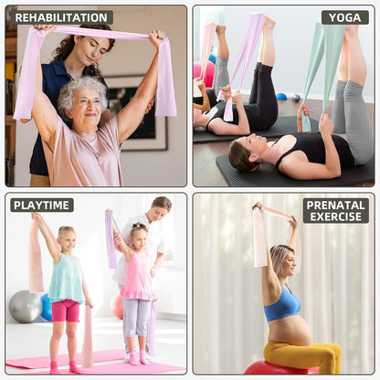 Stretch Bands for Exercise, Resistance Bands for Working Out, Exercise Bands for Physical Therapy, Pilates, Rehab, Stretch, Strength Training and Yoga Starter Set