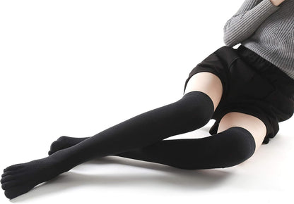 Yoga Pilates Toe Socks - Toeless With Grips for Women, Non-Slip Cushioned Over Knee Thigh High