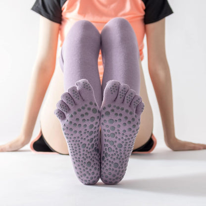Yoga Pilates Toe Socks - Toeless With Grips for Women, Non-Slip Cushioned Over Knee Thigh High