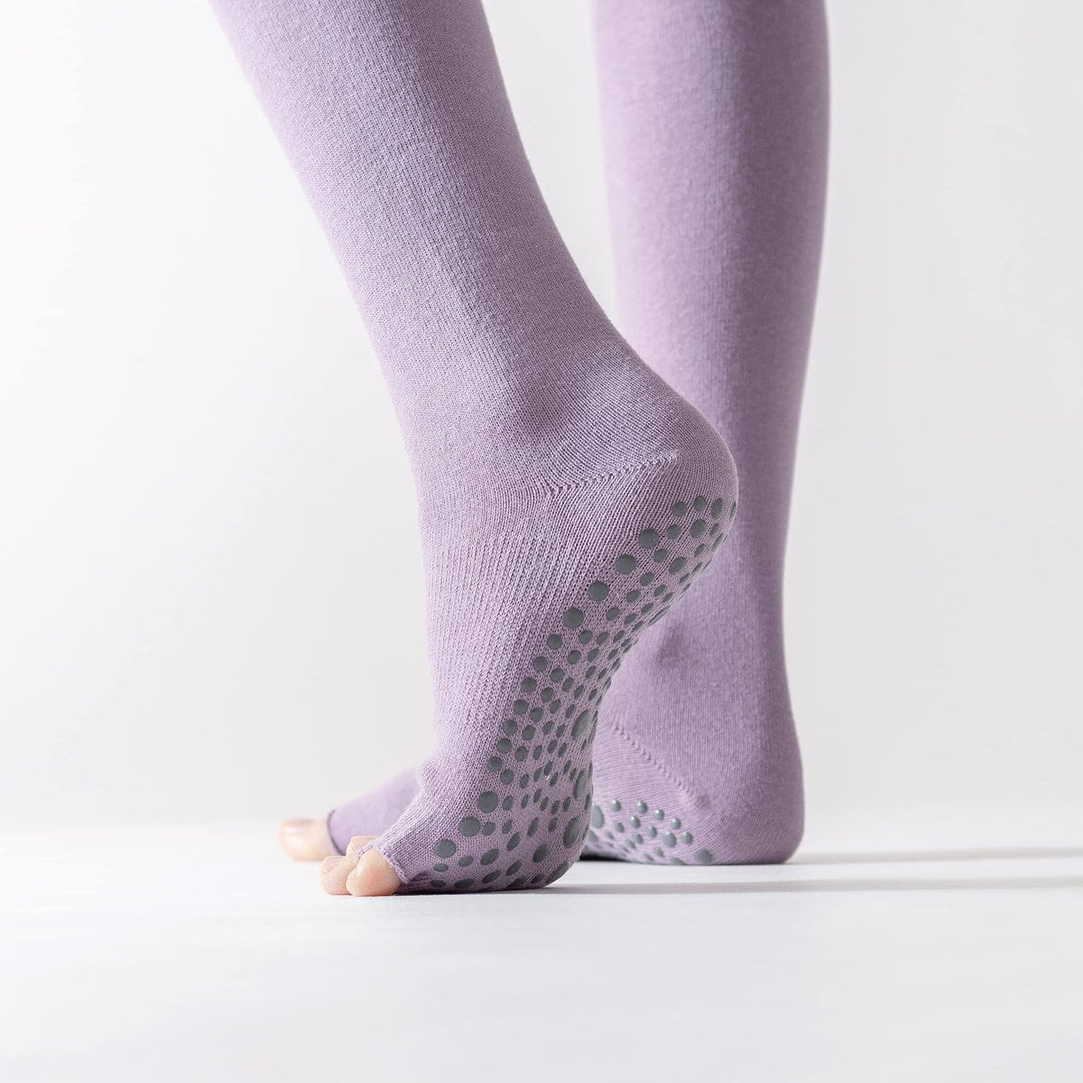 Yoga Pilates Toe Socks - Toeless With Grips for Women, Non-Slip Cushioned Over Knee Thigh High