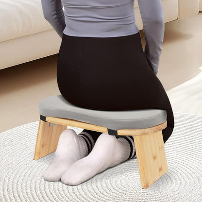 Meditation Bench, Bamboo Meditation Seat, Meditation Chair with Cushion, Folding Prayer Bench, Non-Slip & Lightweight