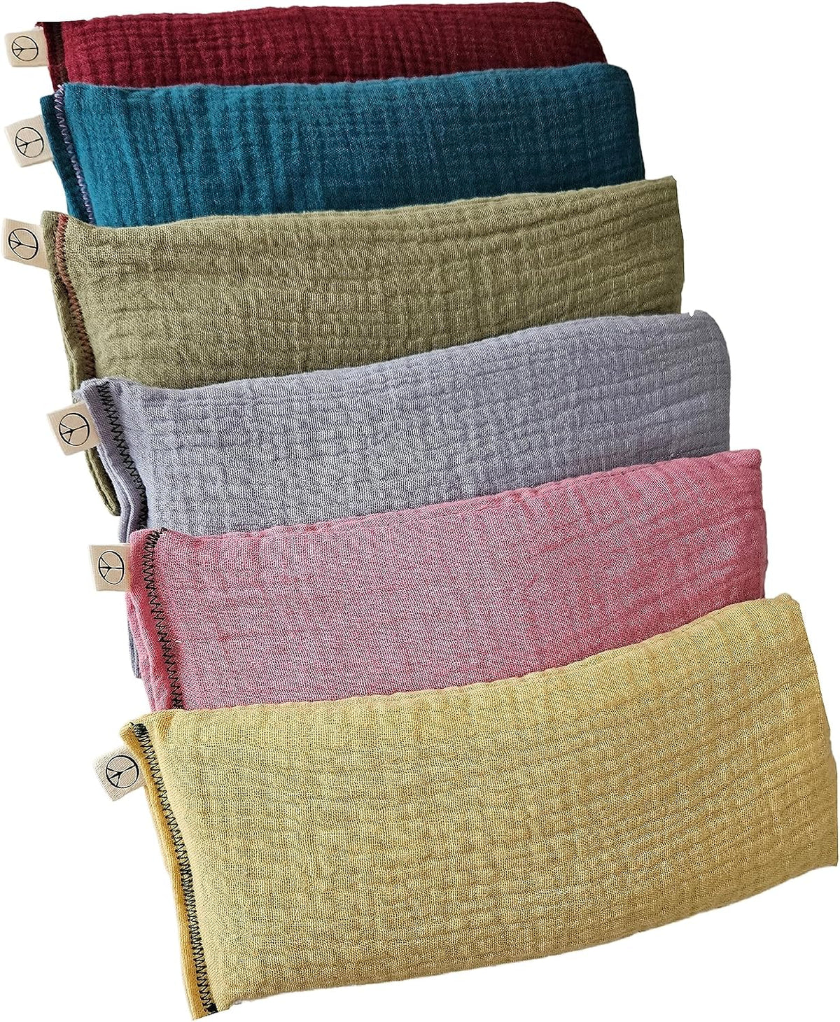 Unscented Eye Pillows (Pack of 6) - Soft Cotton Gauze Filled with Flax Seed Weighted for Yoga Meditation Headache Relief Relaxation Massage Bulk - Relaxing Colors