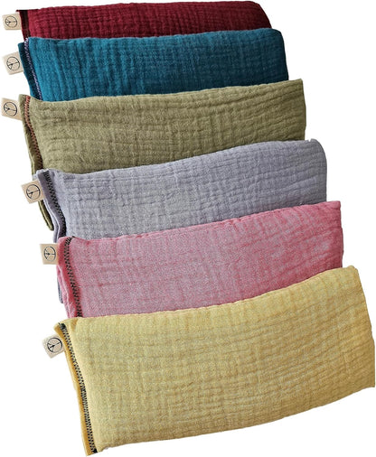 Unscented Eye Pillows (Pack of 6) - Soft Cotton Gauze Filled with Flax Seed Weighted for Yoga Meditation Headache Relief Relaxation Massage Bulk - Relaxing Colors