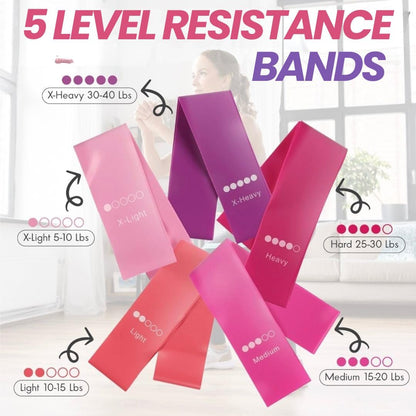 Pilates Kit for Home Workouts, Pilates Starter Kit for Women, Yoga Band, Pilates Equipment Ring and Ball Set & 5 Resistance Bands, Massage Balls, Core Sliders & Grip Socks