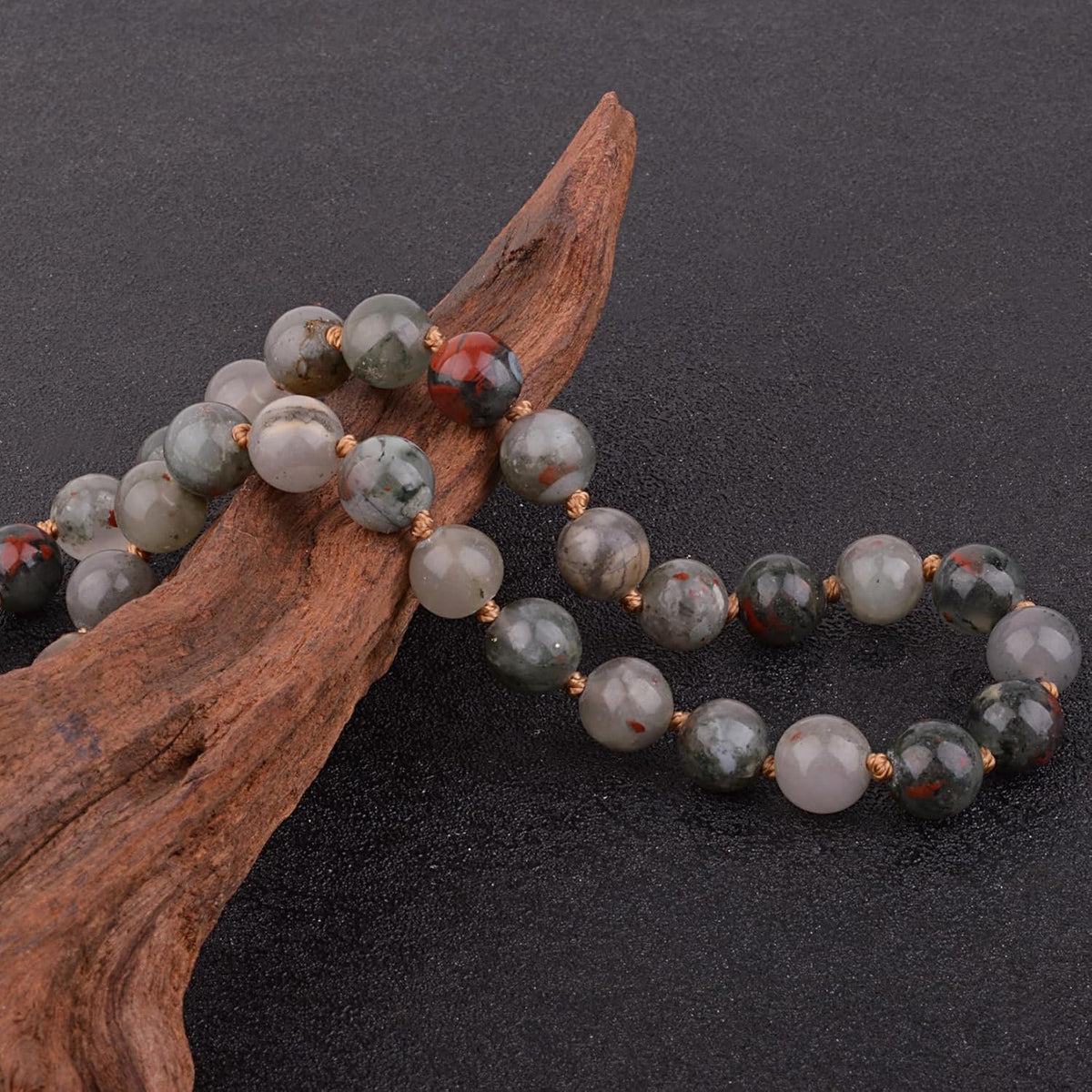 KIKILA Mala Beads 108 Natural Stone GemStones Japamala Yoga Meditation Hand Knotted Beaded Tassel Necklace for Women Men
