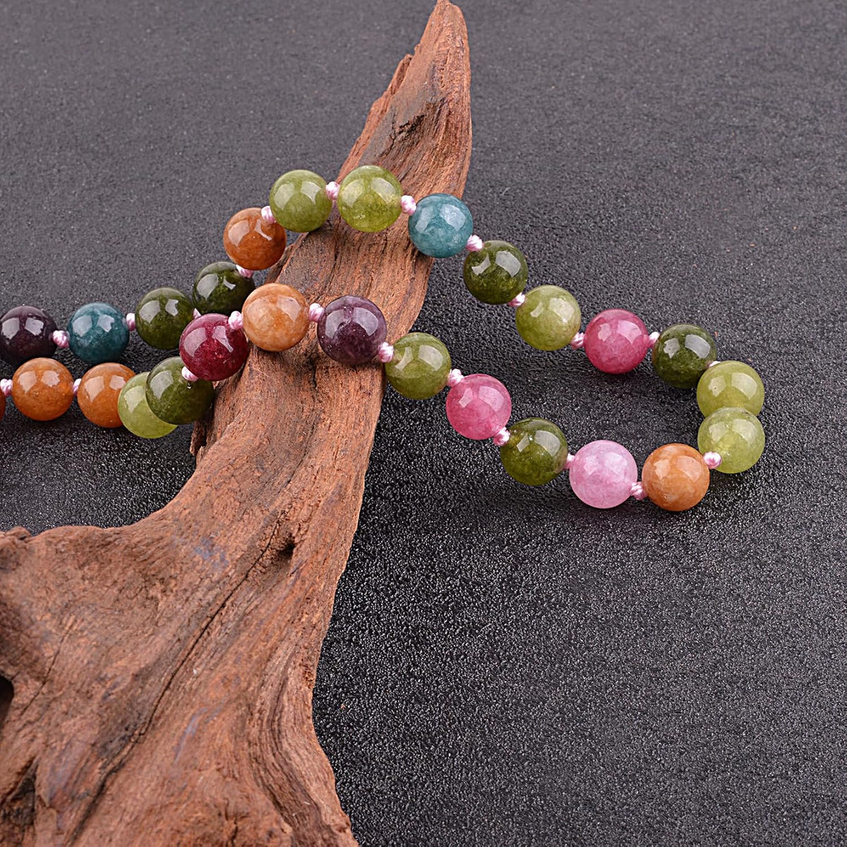 KIKILA Mala Beads 108 Natural Stone GemStones Japamala Yoga Meditation Hand Knotted Beaded Tassel Necklace for Women Men