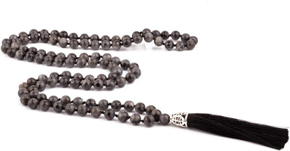 KIKILA Mala Beads 108 Natural Stone GemStones Japamala Yoga Meditation Hand Knotted Beaded Tassel Necklace for Women Men