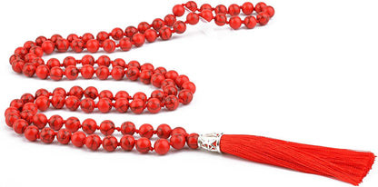 KIKILA Mala Beads 108 Natural Stone GemStones Japamala Yoga Meditation Hand Knotted Beaded Tassel Necklace for Women Men