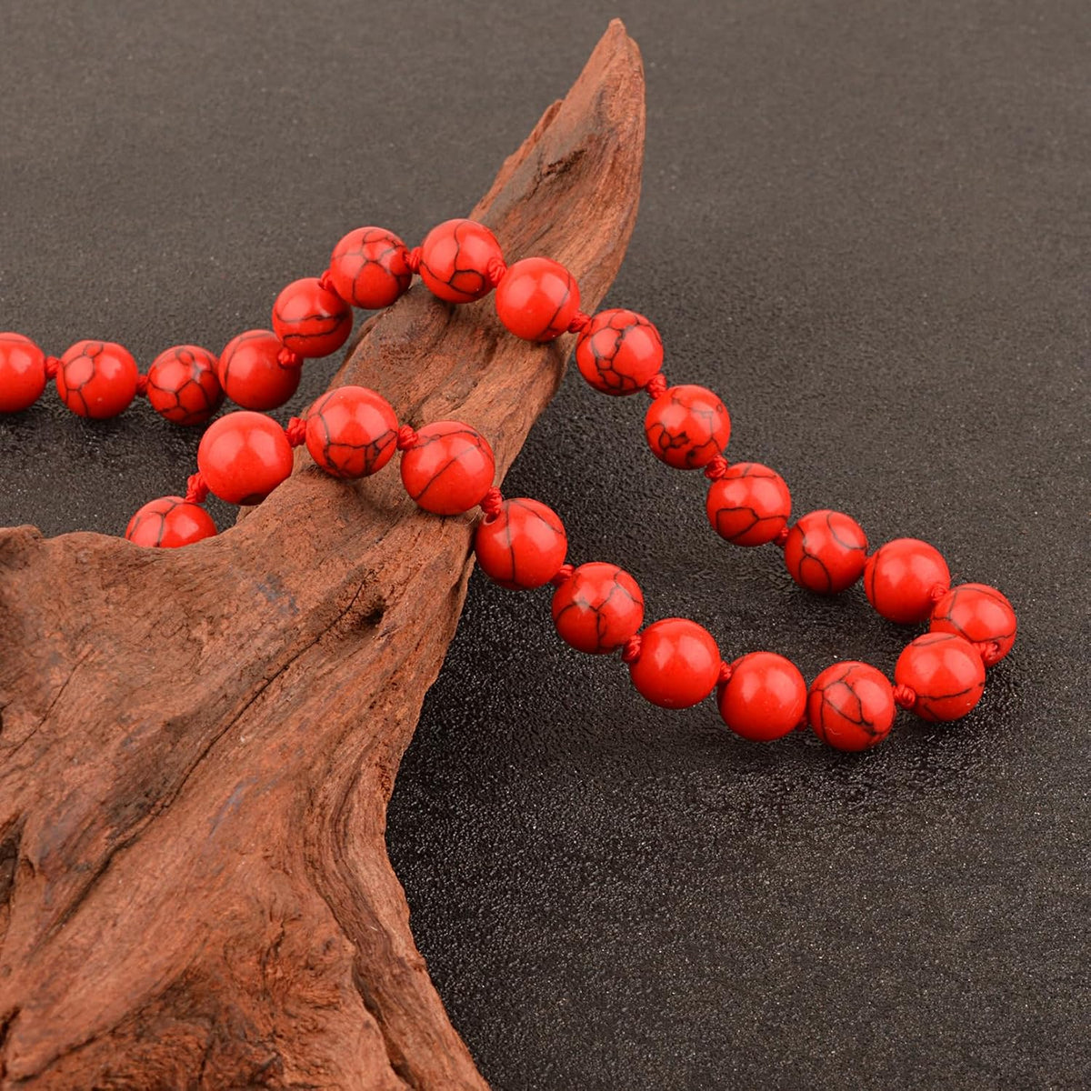 KIKILA Mala Beads 108 Natural Stone GemStones Japamala Yoga Meditation Hand Knotted Beaded Tassel Necklace for Women Men