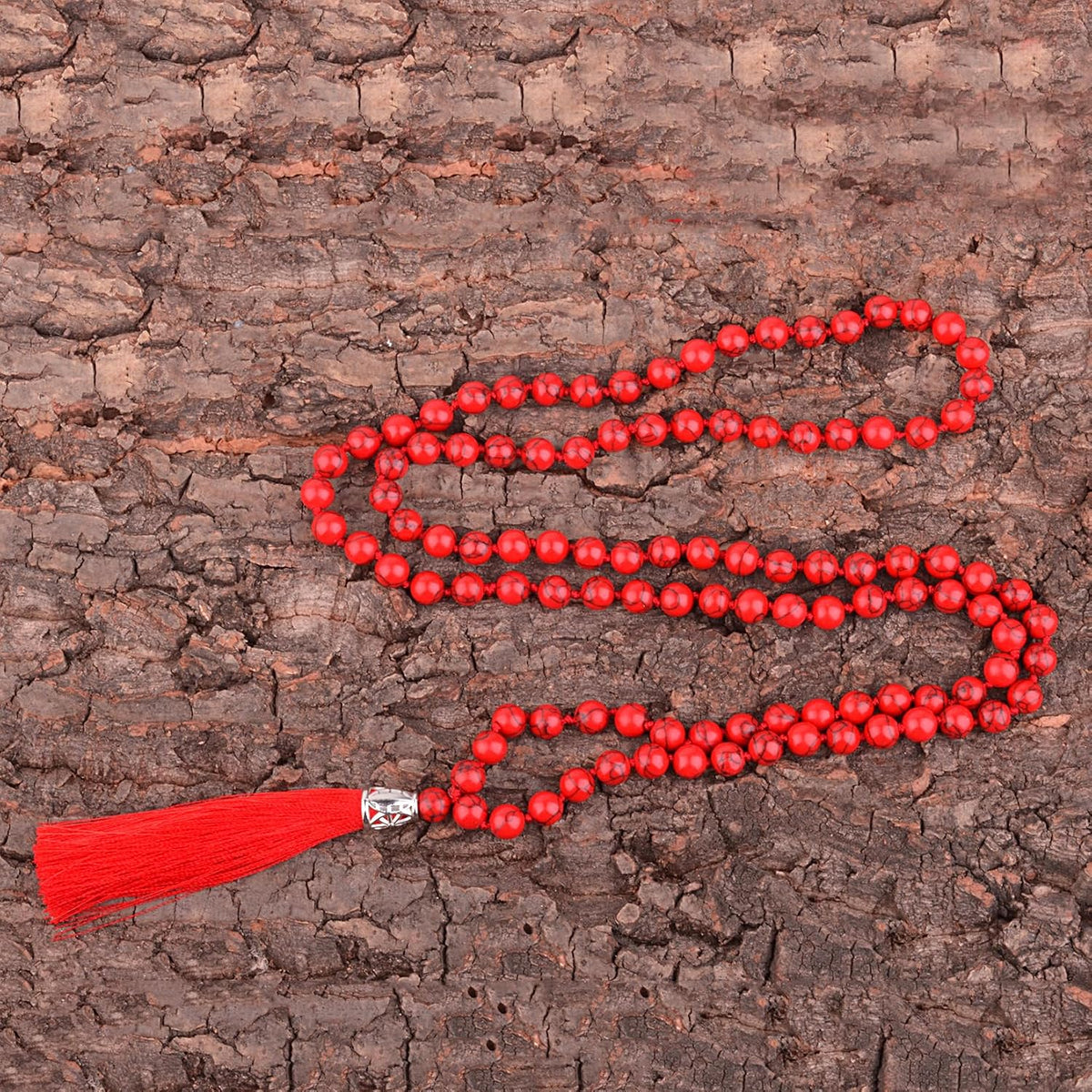 KIKILA Mala Beads 108 Natural Stone GemStones Japamala Yoga Meditation Hand Knotted Beaded Tassel Necklace for Women Men