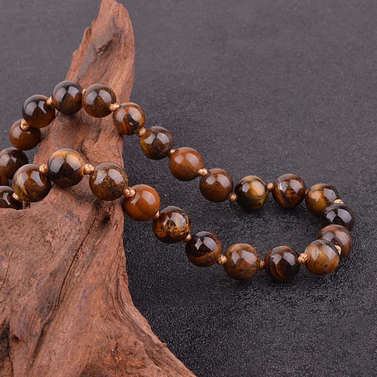 KIKILA Mala Beads 108 Natural Stone GemStones Japamala Yoga Meditation Hand Knotted Beaded Tassel Necklace for Women Men