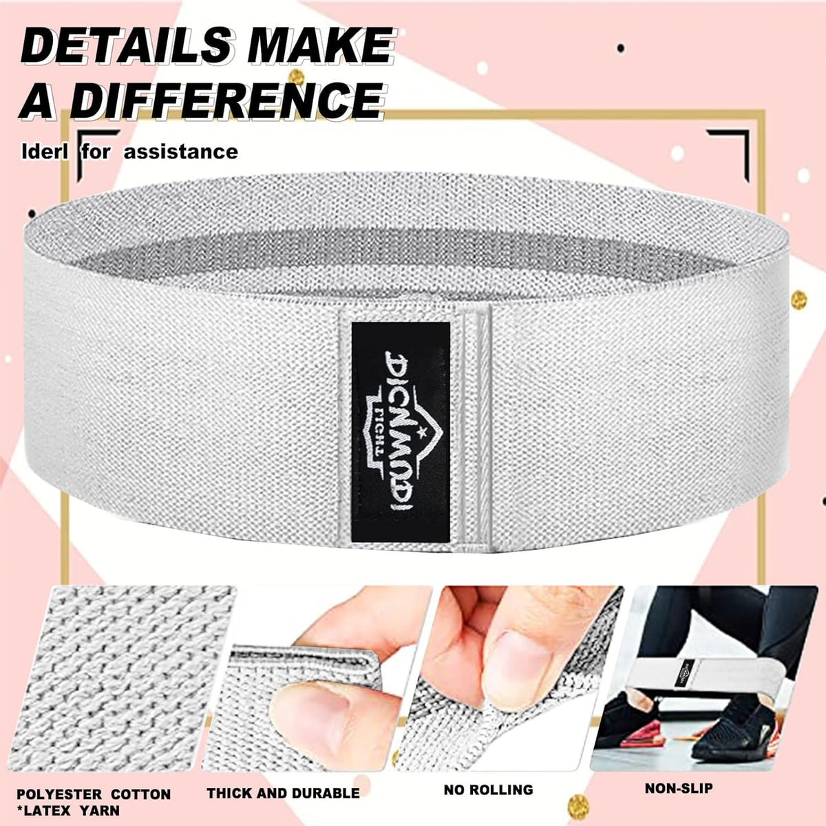 DICYWUDI Yoga Mat Thick, 6 Fabric Resistance Bands, 2 Pack Yoga Blocks, Home Workout Equipment Essentials Starter Kit for Beginners Full Body Toning