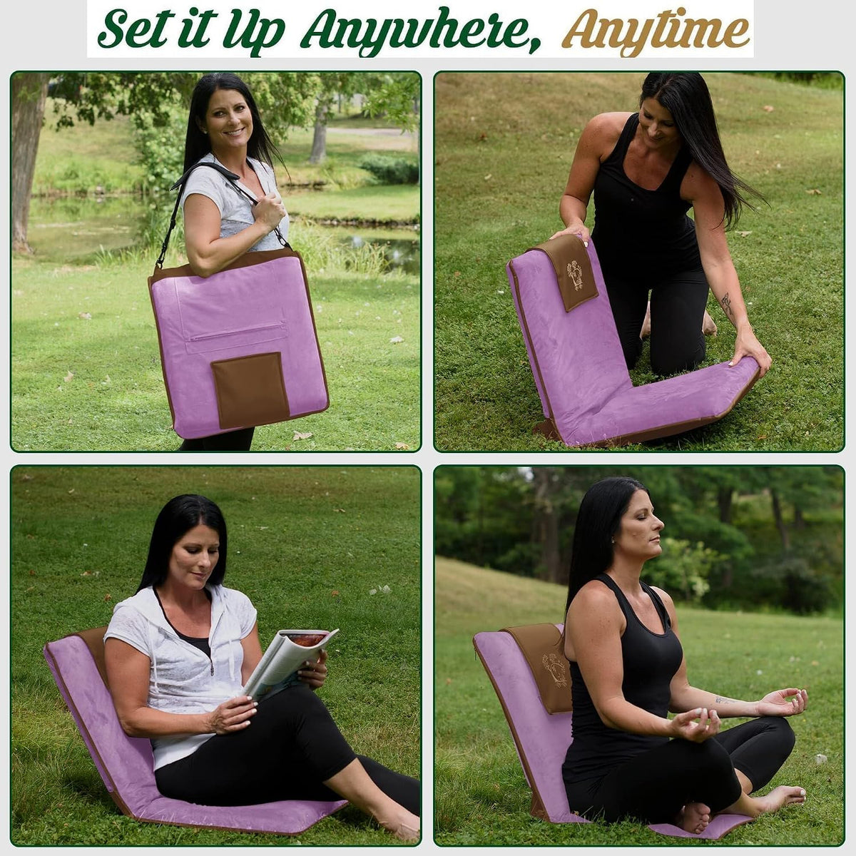 Adjustable Japanese Floor Chair with Back Support for Adults | Premium Meditation Chair for Seating, Yoga & Gaming -Folding Backjack Floor Chair with 6 Recline Positions, Thick Padding & Vegan Leather