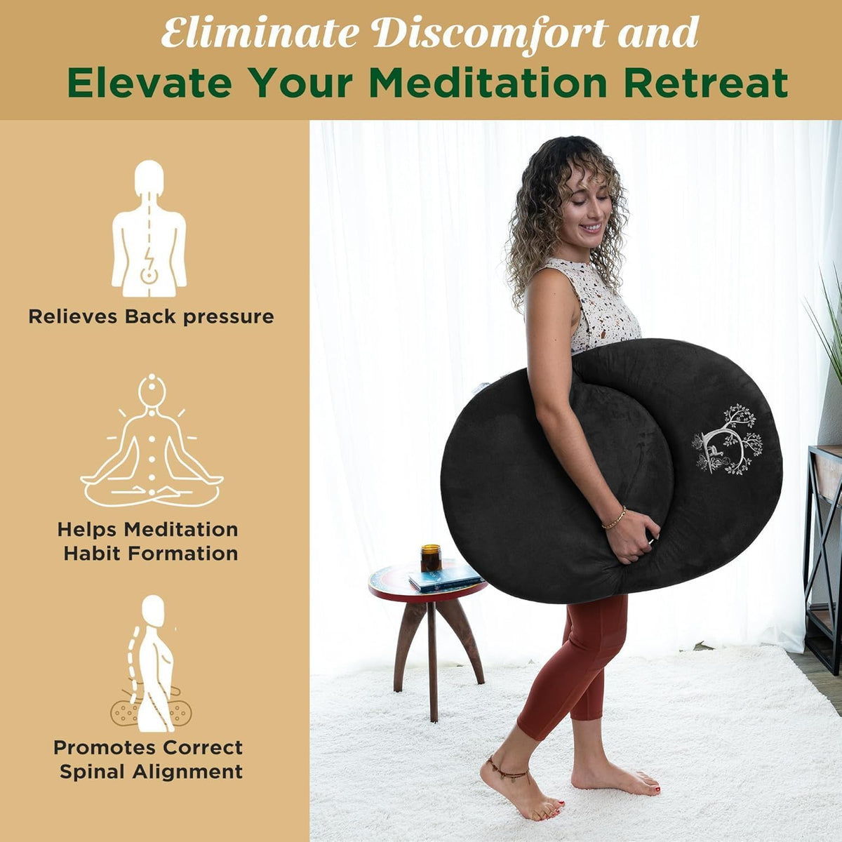 Adjustable Japanese Floor Chair with Back Support for Adults | Premium Meditation Chair for Seating, Yoga & Gaming -Folding Backjack Floor Chair with 6 Recline Positions, Thick Padding & Vegan Leather