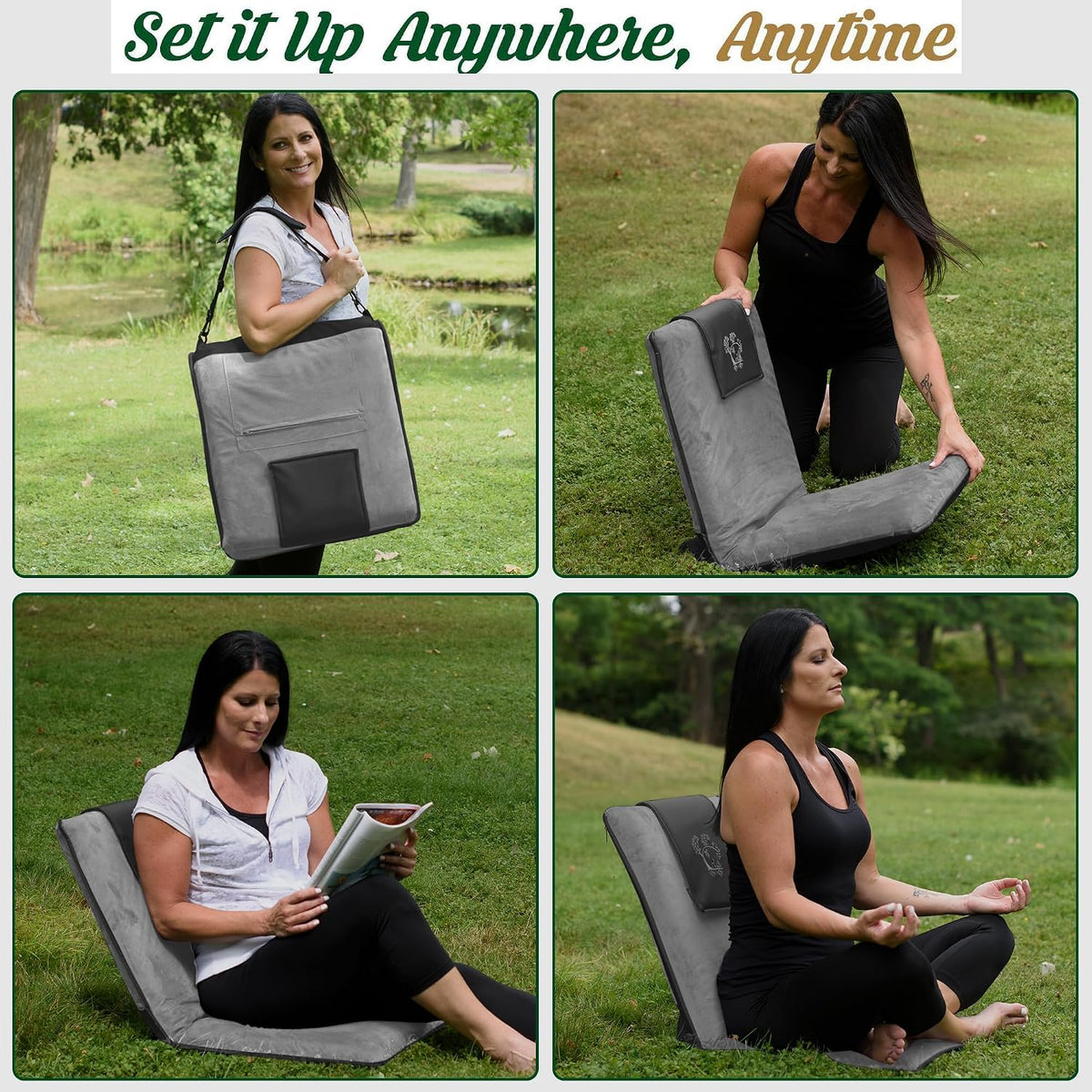 Adjustable Japanese Floor Chair with Back Support for Adults | Premium Meditation Chair for Seating, Yoga & Gaming -Folding Backjack Floor Chair with 6 Recline Positions, Thick Padding & Vegan Leather