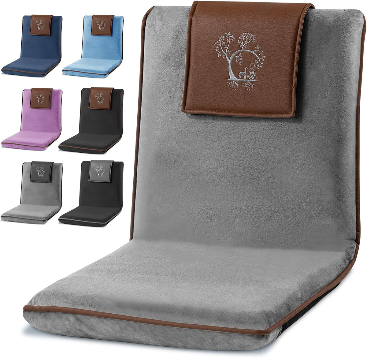 Adjustable Japanese Floor Chair with Back Support for Adults | Premium Meditation Chair for Seating, Yoga & Gaming -Folding Backjack Floor Chair with 6 Recline Positions, Thick Padding & Vegan Leather