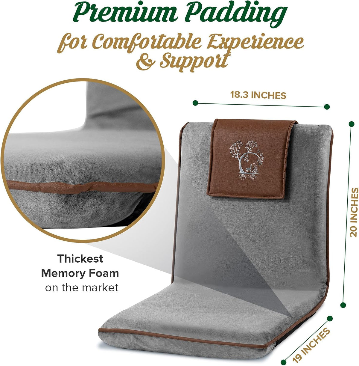 Adjustable Japanese Floor Chair with Back Support for Adults | Premium Meditation Chair for Seating, Yoga & Gaming -Folding Backjack Floor Chair with 6 Recline Positions, Thick Padding & Vegan Leather