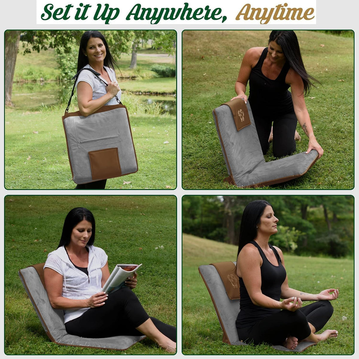 Adjustable Japanese Floor Chair with Back Support for Adults | Premium Meditation Chair for Seating, Yoga & Gaming -Folding Backjack Floor Chair with 6 Recline Positions, Thick Padding & Vegan Leather