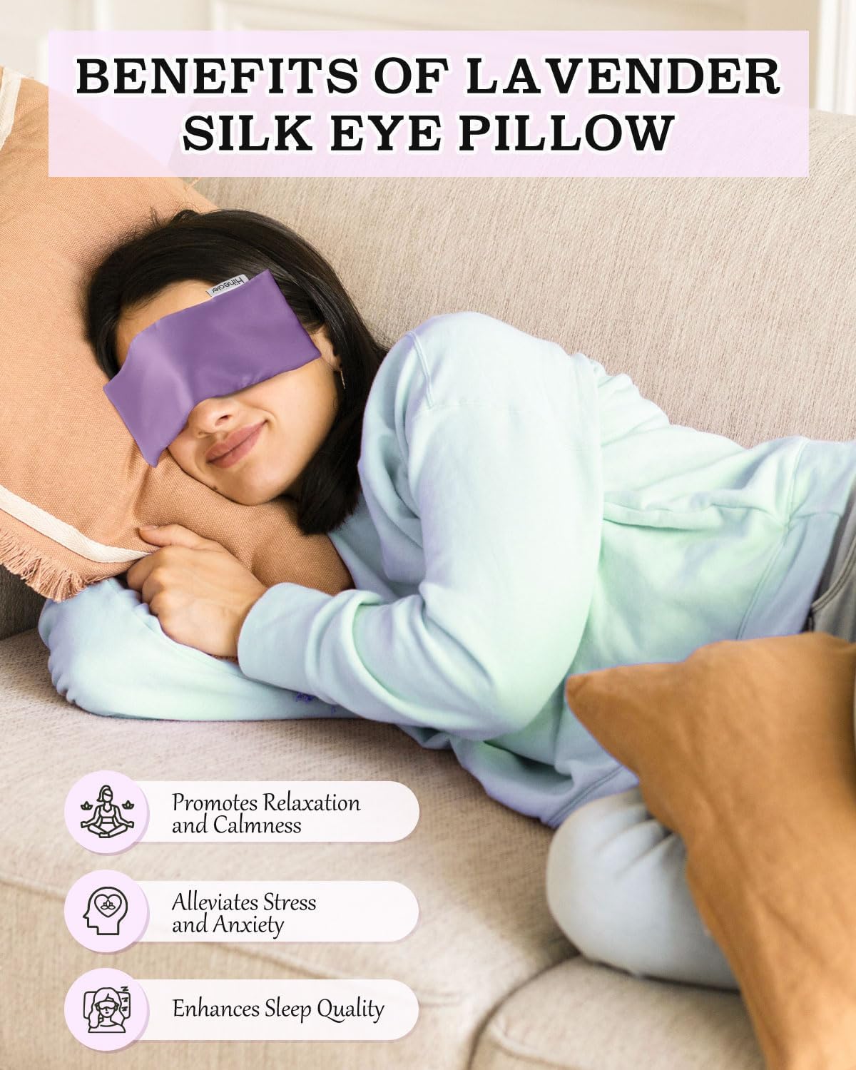Lavender Eye Pillow for Sleeping, Weighted Eye Mask for Spa, Yoga