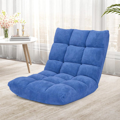 Cushioned Floor Chair, 14-Position Adjustable Padded Lazy Recliner with Comfortable Back Support and Skin-Friendly Cover, Great for Reading, Playing Game, Meditating (Beige)