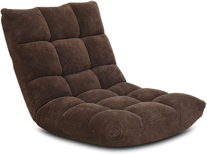 Cushioned Floor Chair, 14-Position Adjustable Padded Lazy Recliner with Comfortable Back Support and Skin-Friendly Cover, Great for Reading, Playing Game, Meditating (Beige)