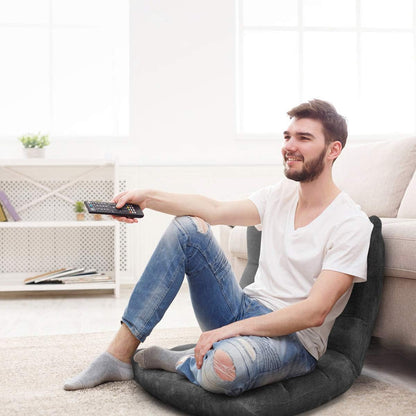 Cushioned Floor Chair, 14-Position Adjustable Padded Lazy Recliner with Comfortable Back Support and Skin-Friendly Cover, Great for Reading, Playing Game, Meditating (Beige)