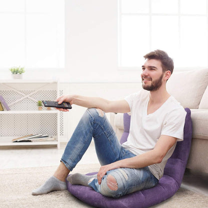 Cushioned Floor Chair, 14-Position Adjustable Padded Lazy Recliner with Comfortable Back Support and Skin-Friendly Cover, Great for Reading, Playing Game, Meditating (Beige)