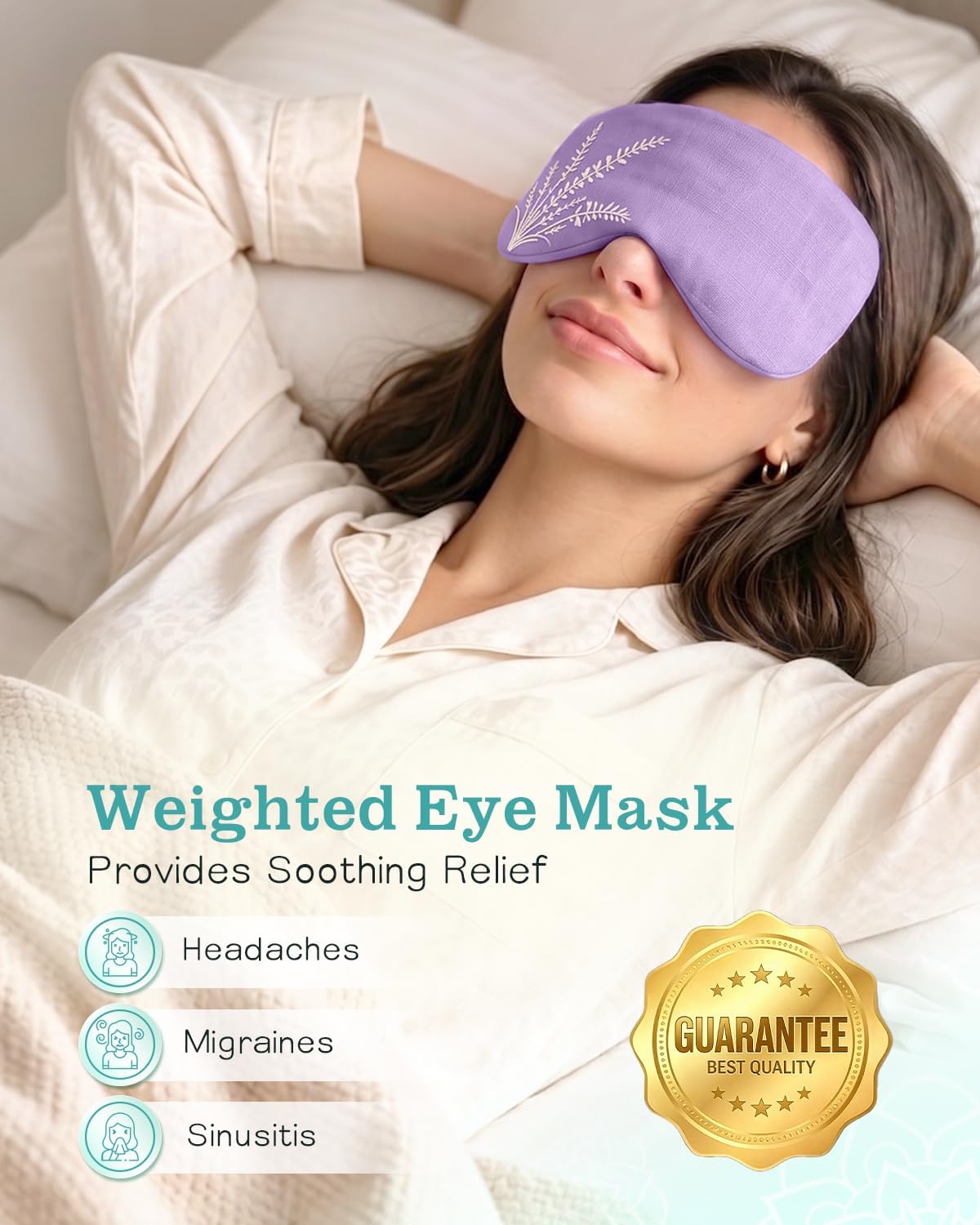 Weighted Lavender Eye Pillow, Linen Flaxseed Eye Mask for Sleeping