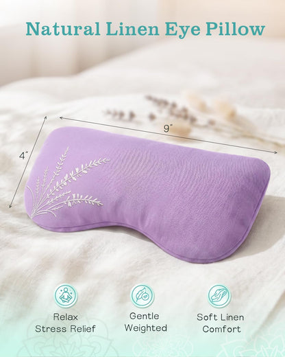 Weighted Lavender Eye Pillow, Linen Flaxseed Eye Mask for Sleeping