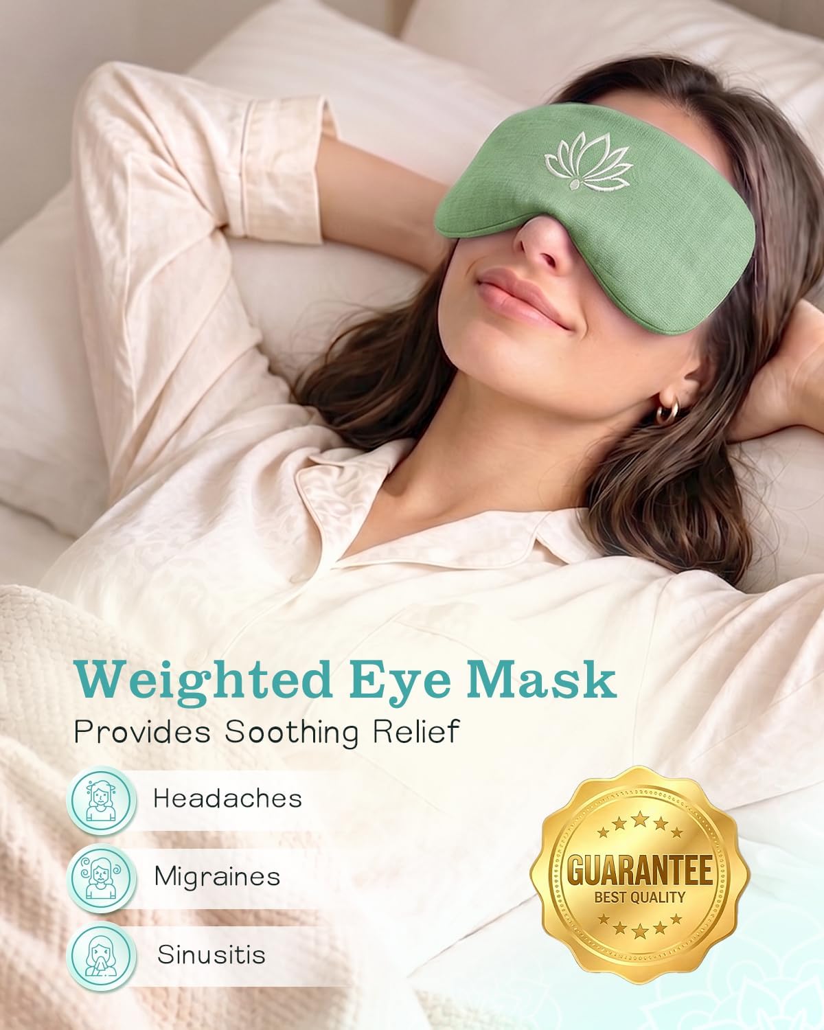 Weighted Lavender Eye Pillow, Linen Flaxseed Eye Mask for Sleeping