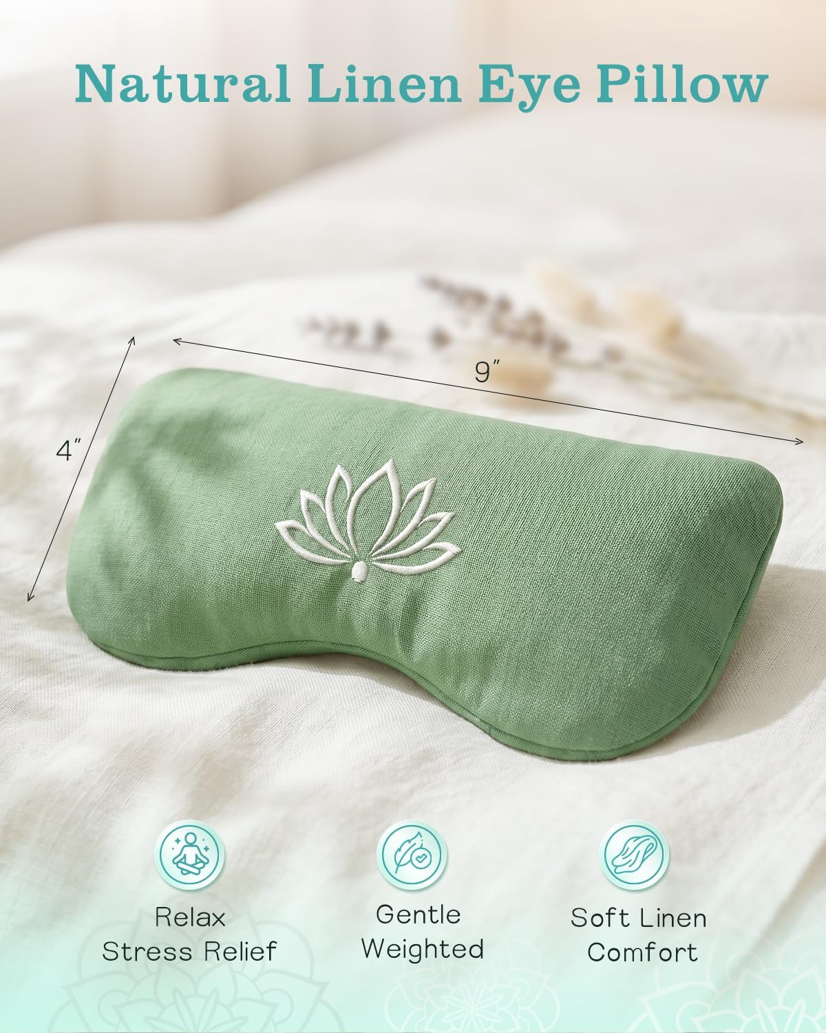 Weighted Lavender Eye Pillow, Linen Flaxseed Eye Mask for Sleeping