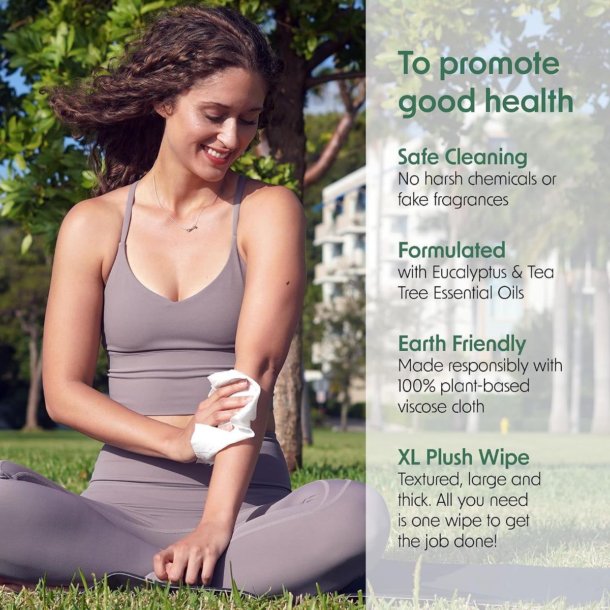 Embody Sport Body Wipes, EWG VERIFIED, 225 Count Bucket, Tea Tree & Eucalyptus Body Wipes with Aloe & Chamomile, for Gyms, Yoga Studios, Fitness Centers & Spas