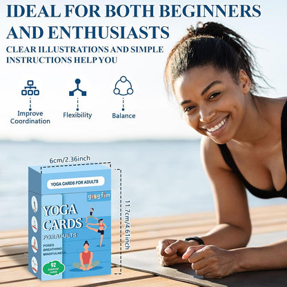 Yoga Cards 92 Yoga Poses Workout Positions Flashcards with Instructions Cues and Sanskrit Names for Home Gym Use Beginner Advanced Learner Educational Activity Promote Mindfulness Relaxation