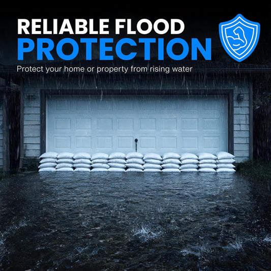 Sand Bags with Ties 14" x 26" - Sand Bags for Flooding, Woven Polypropylene Sandbags, 50 lbs Capacity, 14x26 inches, White
