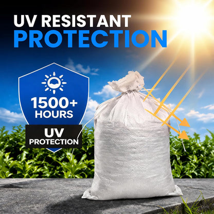 Sand Bags with Ties 14" x 26" - Sand Bags for Flooding, Woven Polypropylene Sandbags, 50 lbs Capacity, 14x26 inches, White